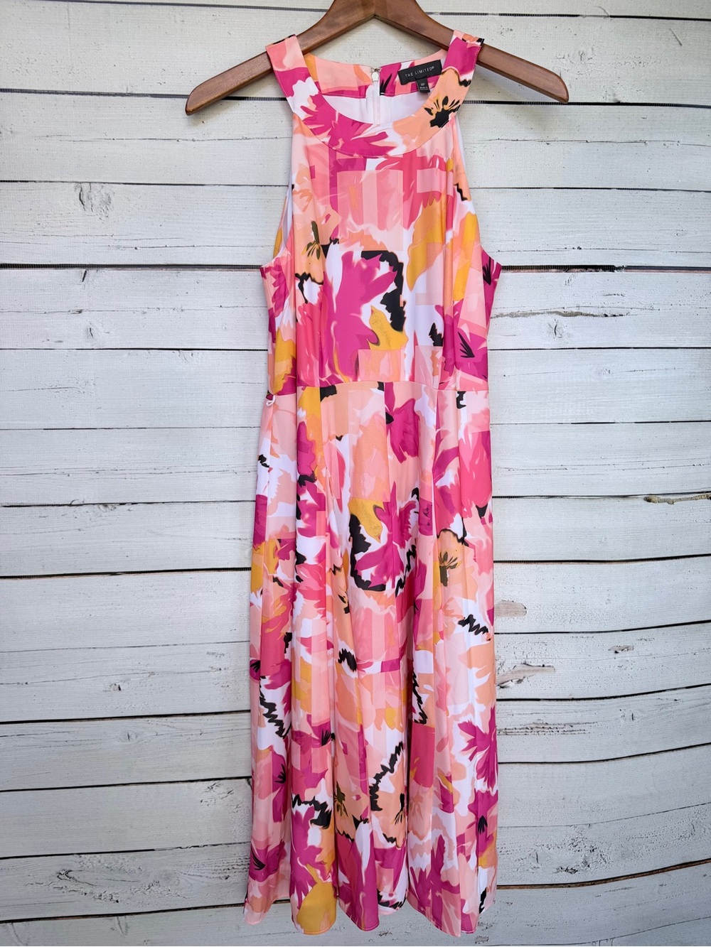 The Limited Abstract Floral Halter Neck Midi Dress - Size 8P